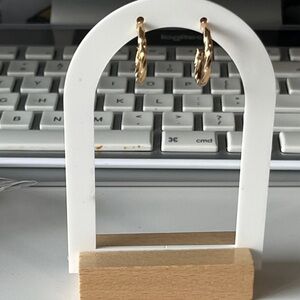 NIP Gold Twisted Hoop Earrings